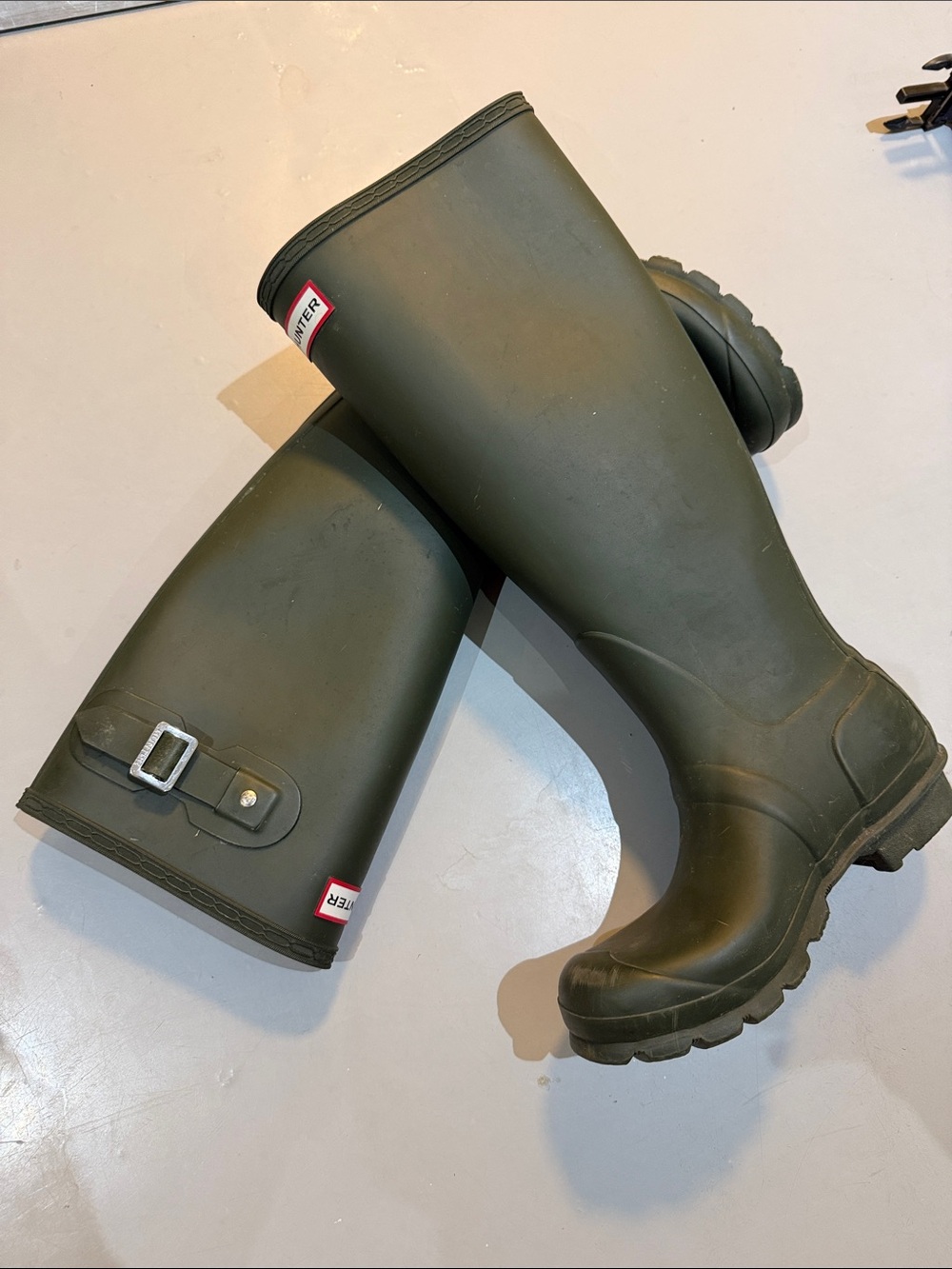 Hunter Women's Tall Olive Green Waterproof Rain Boots